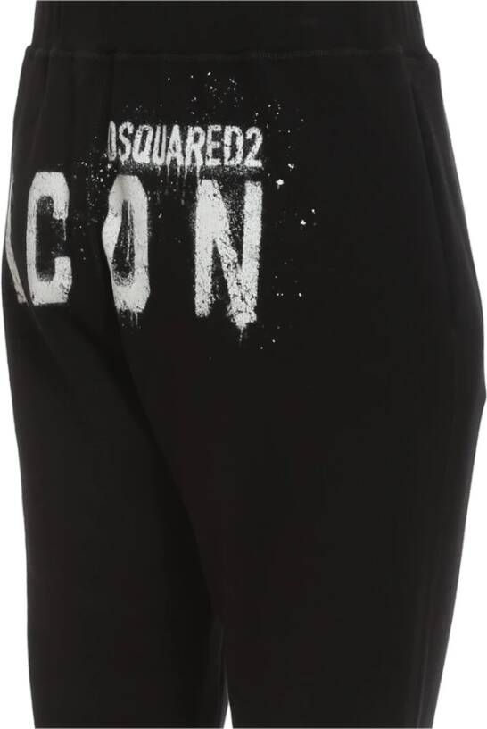 Dsquared2 Zwarte Katoenen Broek met Geribbelde Boorden
