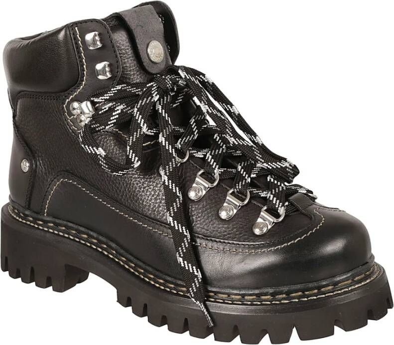 Dsquared2 Zwarte Leren Enkellaarzen Black Heren