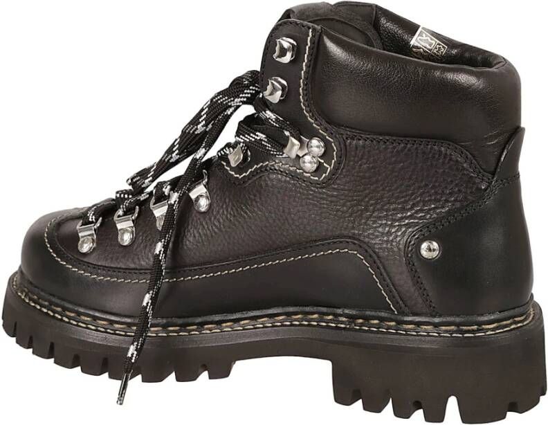 Dsquared2 Zwarte Leren Enkellaarzen Black Heren