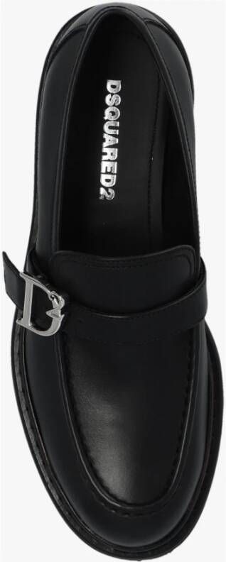 Dsquared2 Zwarte leren loafers met metalen gesp