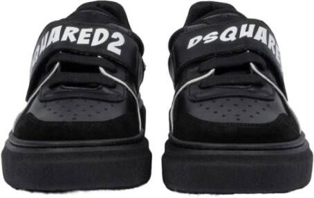 Dsquared2 Zwarte leren schoen met wit merklogo Zwart Dames