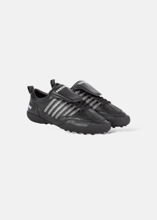 Dsquared2 Zwarte leren voetbal sneakers Stijlvol