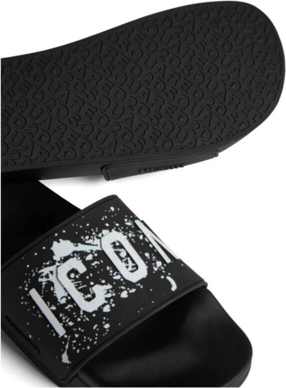 Dsquared2 Gestreepte Slides Black Heren