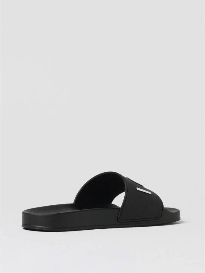 Dsquared2 Zwarte Rubberen Slides Sandalen