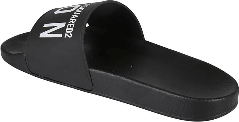 Dsquared2 Zwarte Sandalen met Open Teen en Logo Print Zwart Heren