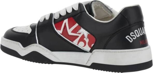 Dsquared2 Zwarte Sneakers met Distressed Effect en Logo op de Hiel in Leer Black Heren