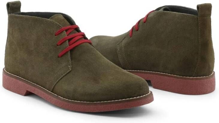 Duca di Morrone Groene Suède Veterschoenen Lente Zomer Green Heren