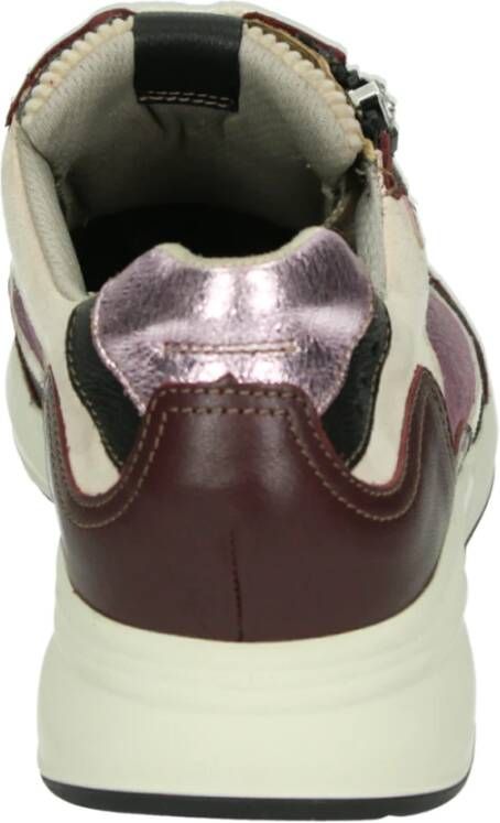 Durea Sportieve Lage Paarse Leren Sneakers
