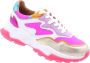 DWRS LABEL Chester White Neon Pink Roze Leer Lage sneakers Dames - Thumbnail 5