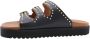 DWRS LABEL DWRS Miami slippers | black gold Zwart Leer Slippers met gesp Dames - Thumbnail 3