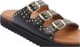 DWRS LABEL DWRS Miami slippers | black gold Zwart Leer Slippers met gesp Dames - Thumbnail 7
