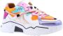 DWRS LABEL Jupiter Orange Multi Oranje Leer Lage sneakers Dames - Thumbnail 4