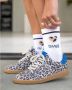 Dwrs Luipaardprint Sneakers met Kobalt Hiel Multicolor Dames - Thumbnail 2