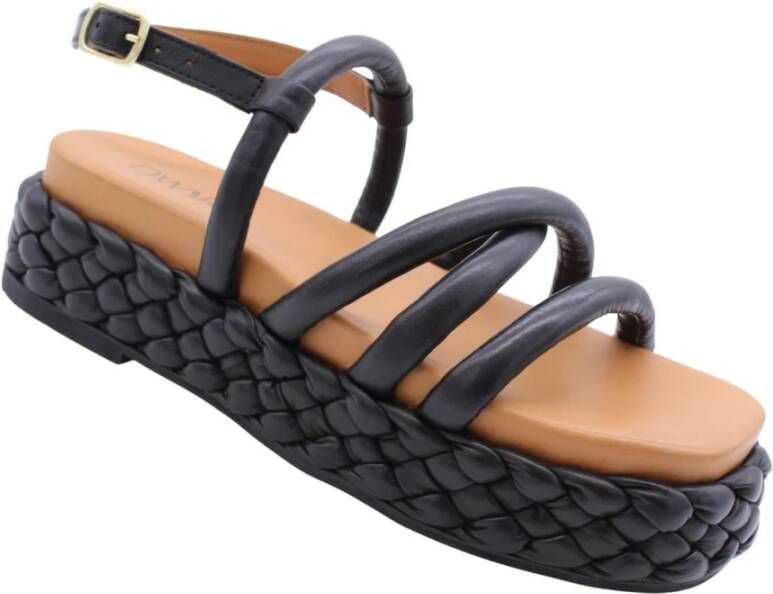 Dwrs Stijlvolle Platte Sandalen voor Vrouwen Black Dames