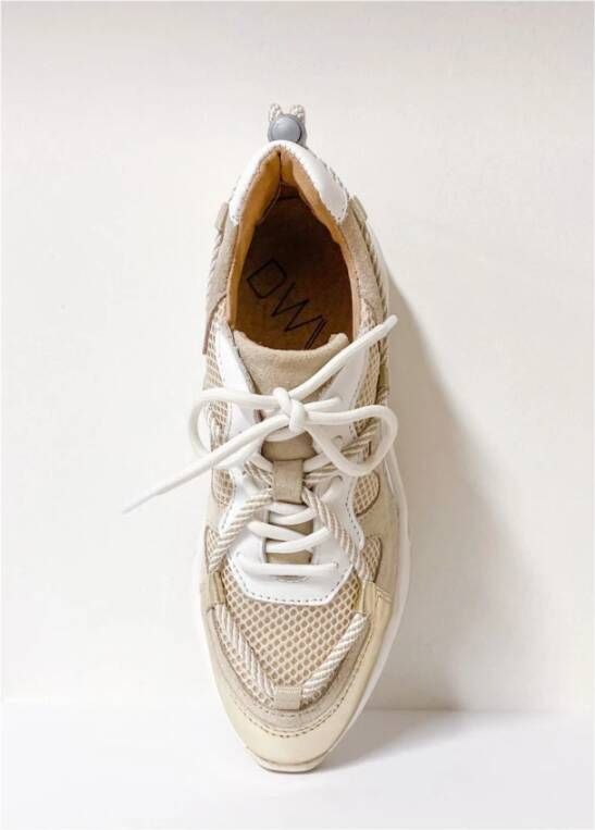Dwrs Witte Beige Leren Sneakers voor Dames