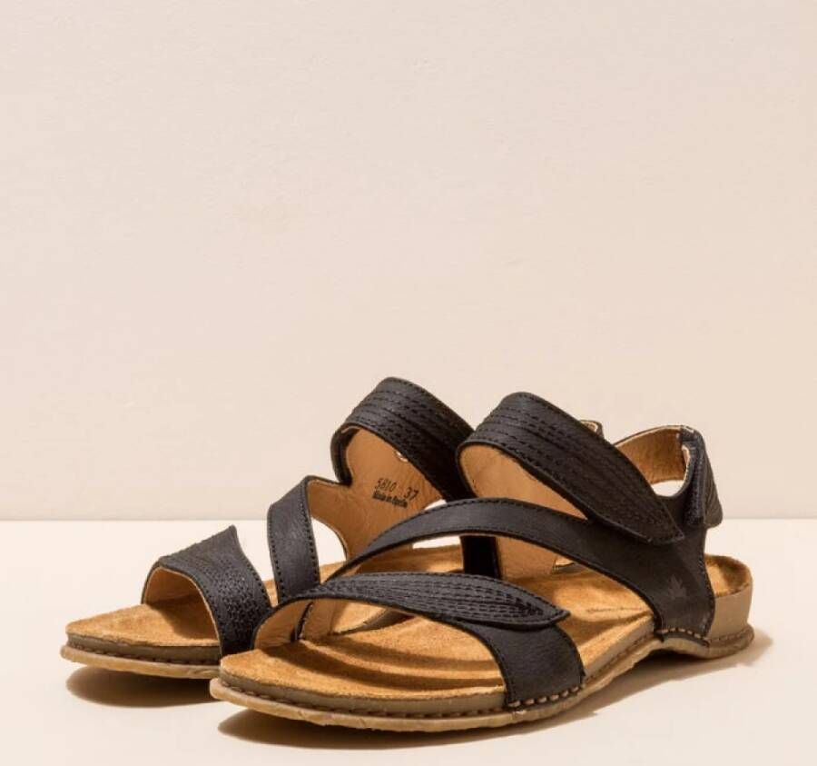 El Naturalista Flat Sandals Zwart Dames