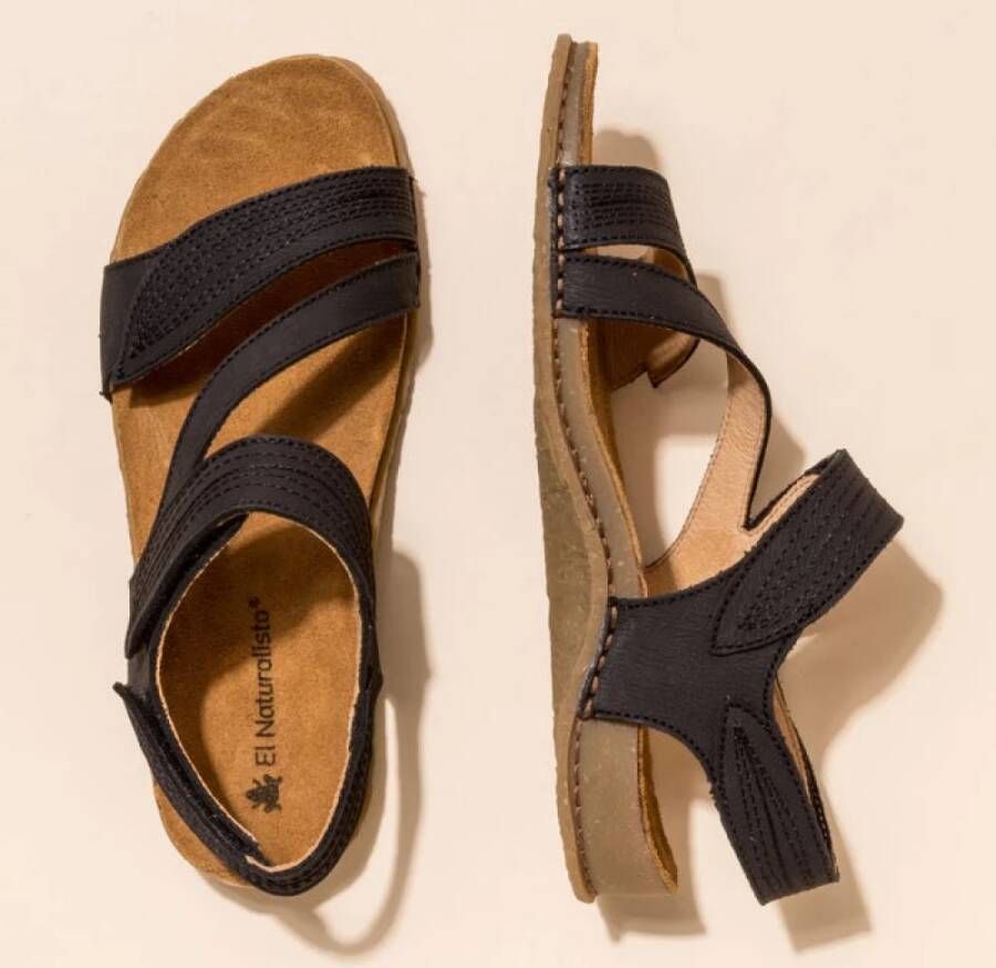 El Naturalista Flat Sandals Zwart Dames