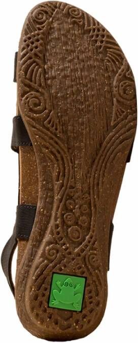 El Naturalista Zwarte leren sandalen met klittenbandsluiting
