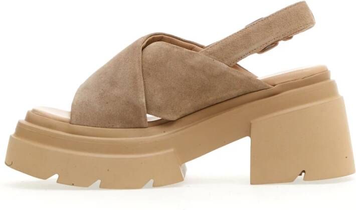 Elena Iachi Beige Suède Kruis Sandalen Beige Dames