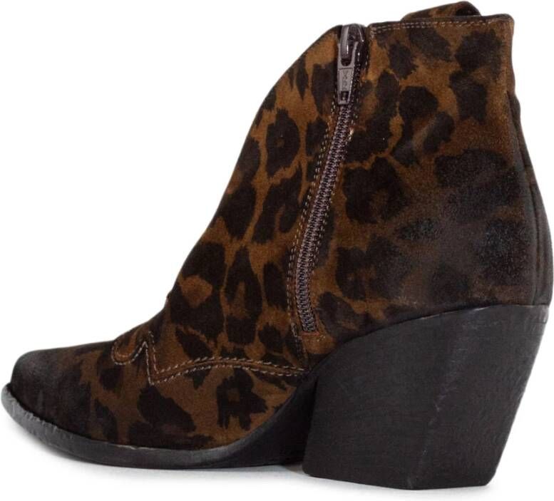 Elena Iachi Cheetah Suede Texan Enkellaarsjes