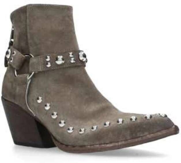 Elena Iachi Suede Texano Sand Laarzen met Rits Grijs Dames