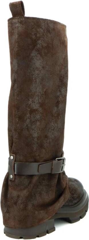 Elena Iachi Vintage Suède Bikerlaarzen Brown Dames