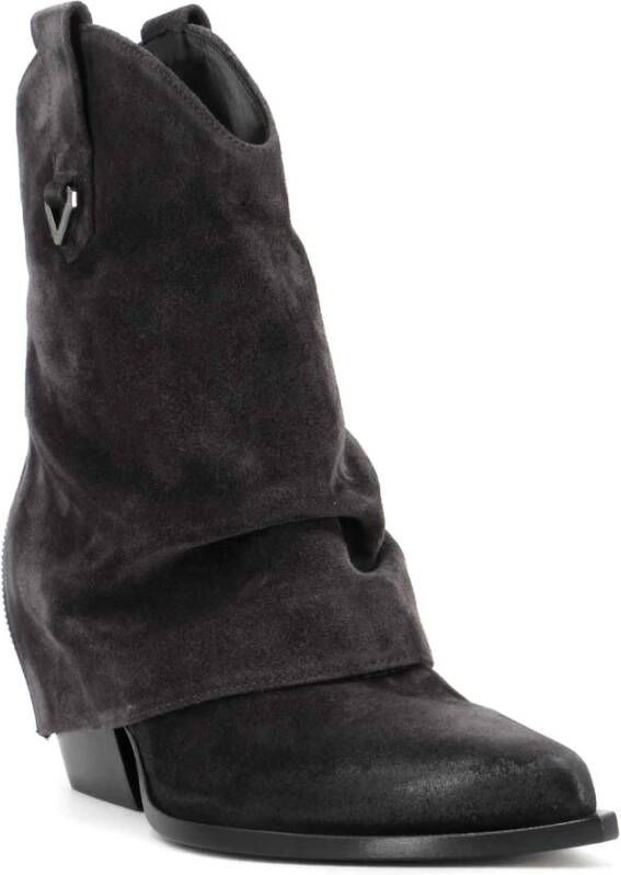 Elena Iachi Vintage suède cowboy laarzen Black Dames