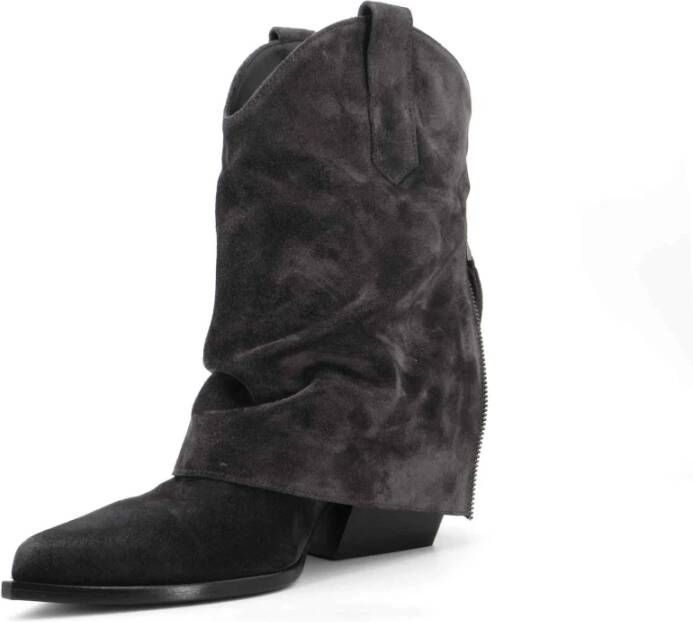 Elena Iachi Vintage suède cowboy laarzen Black Dames