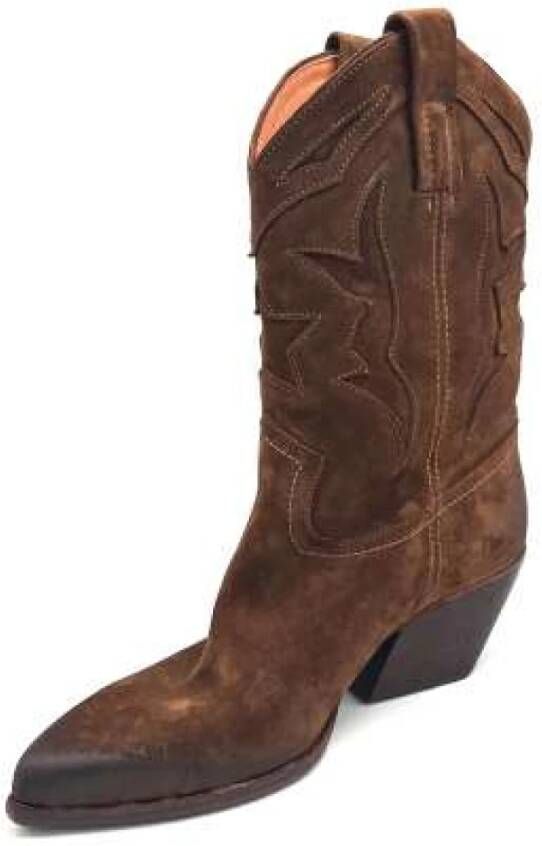 Elena Iachi Vintage Texano Leren Laarzen Brown Dames