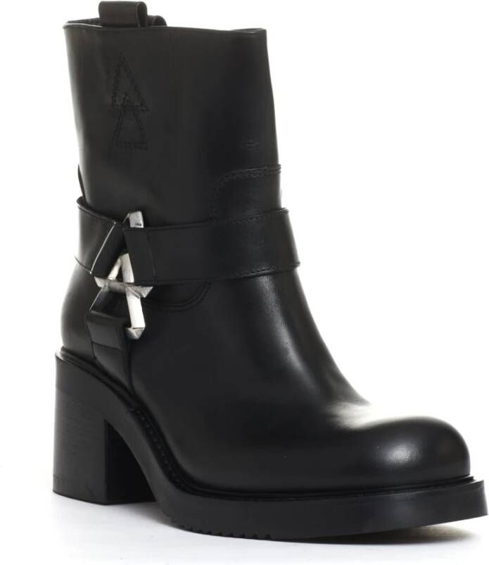 Elena Iachi Zwarte Biker Enkellaarzen Black Dames
