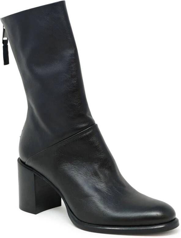 Elena Iachi Zwarte leren enkellaarsjes Fw22 Black Dames