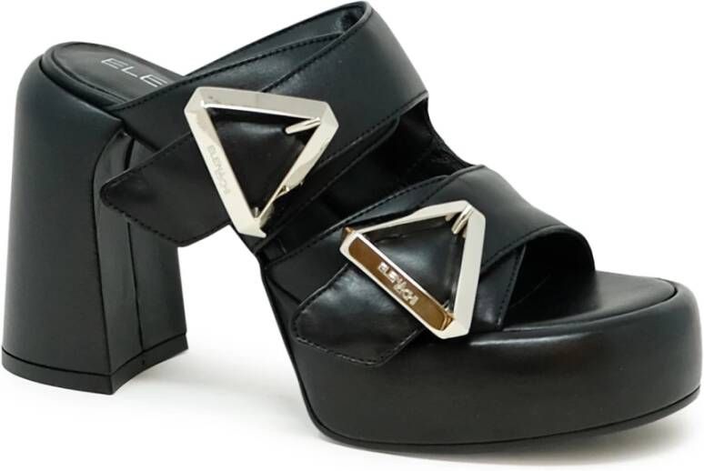 Elena Iachi Zwarte leren sandalen Ss24 Black Dames