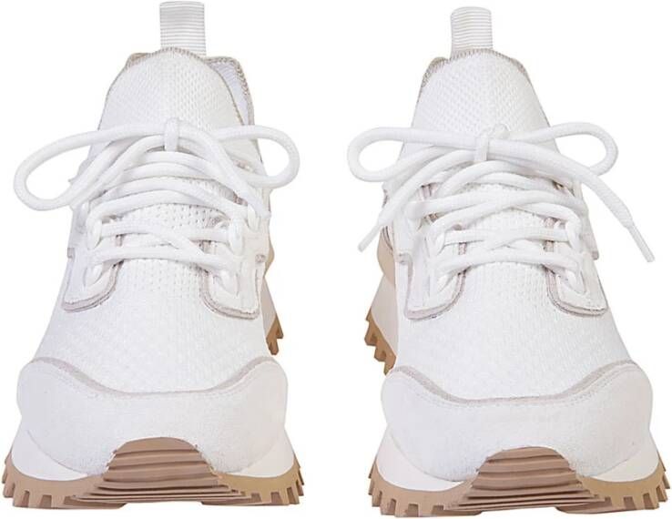 Eleventy Gebreide en Leren Sneakers White Dames