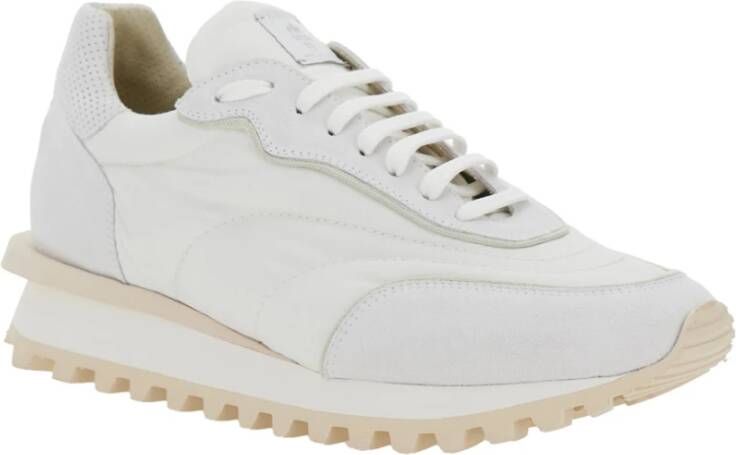Eleventy Witte Logo Sneakers in Suède en Tech Stofmix White Heren