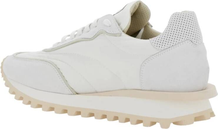 Eleventy Witte Logo Sneakers in Suède en Tech Stofmix White Heren