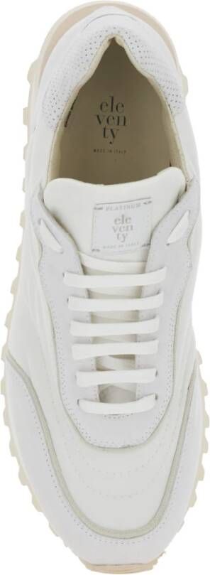 Eleventy Witte Logo Sneakers in Suède en Tech Stofmix White Heren