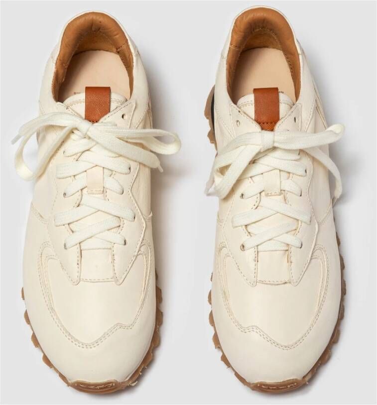 Elia Maurizi Beige Leren Handgemaakte Runner Oriana Beige Dames