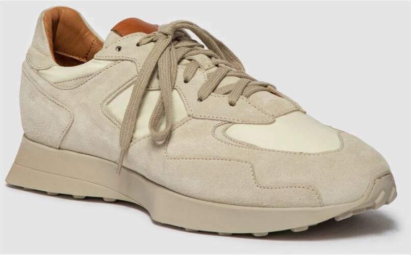 Elia Maurizi Beige Suède Handgemaakte Sneaker Beige Dames