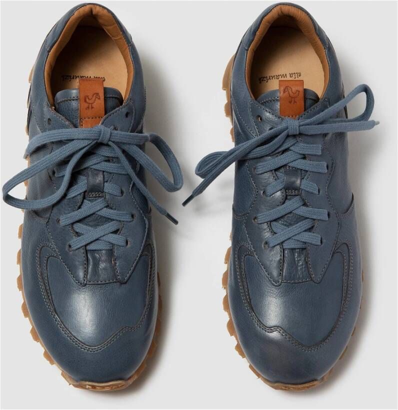 Elia Maurizi Blauwe Denim Leren Runner Schoenen Blue Dames