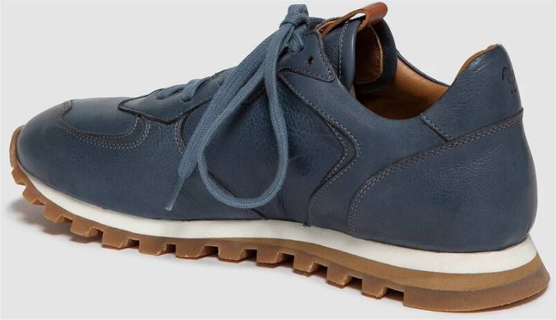 Elia Maurizi Blauwe Denim Leren Runner Schoenen Blue Dames