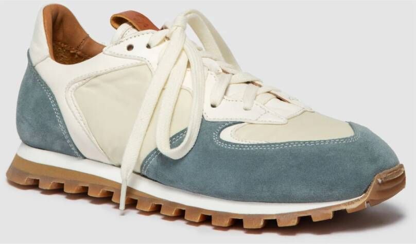 Elia Maurizi Blauwe Suède Runner met Witte Nappa Blue Dames