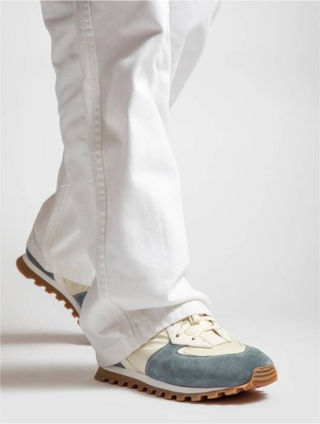 Elia Maurizi Blauwe Suède Runner met Witte Nappa Blue Dames