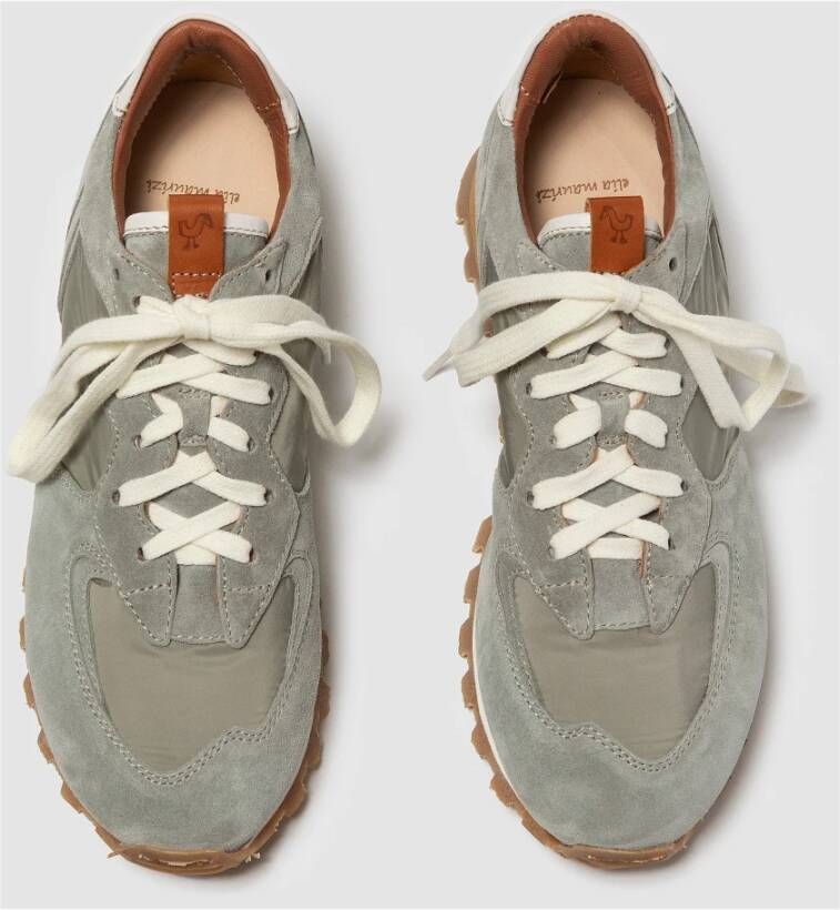 Elia Maurizi Grijze Suède Runner met Wit Nappa Gray Dames