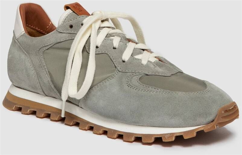 Elia Maurizi Grijze Suède Runner met Wit Nappa Gray Dames