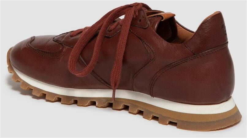 Elia Maurizi Handgemaakte Burgundy Leren Runner Schoenen Brown Dames