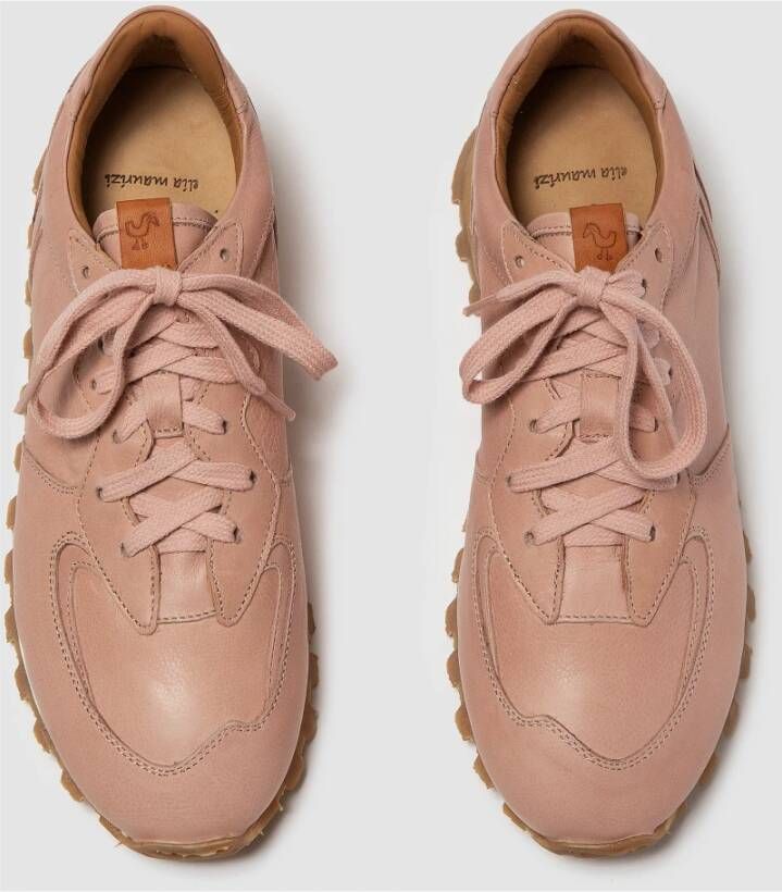 Elia Maurizi Handgemaakte Coral Pink Leren Runner Pink Dames
