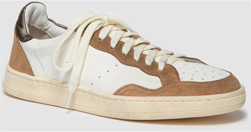 Elia Maurizi Handgemaakte Witte Tabak Suède Sneaker Brown Heren