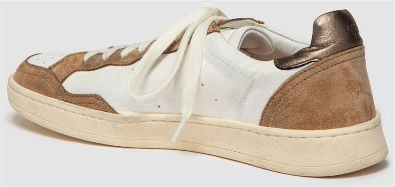 Elia Maurizi Handgemaakte Witte Tabak Suède Sneaker Brown Heren