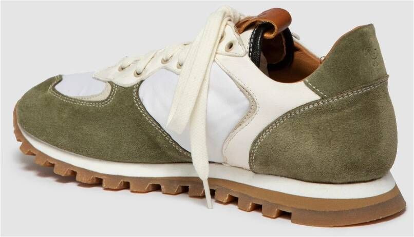 Elia Maurizi Olijfkleurige Suède Runner Handgemaakt met Nappa Green Dames