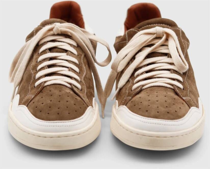 Elia Maurizi Taupe Lage Sneaker met Leren Mix Bruin Heren